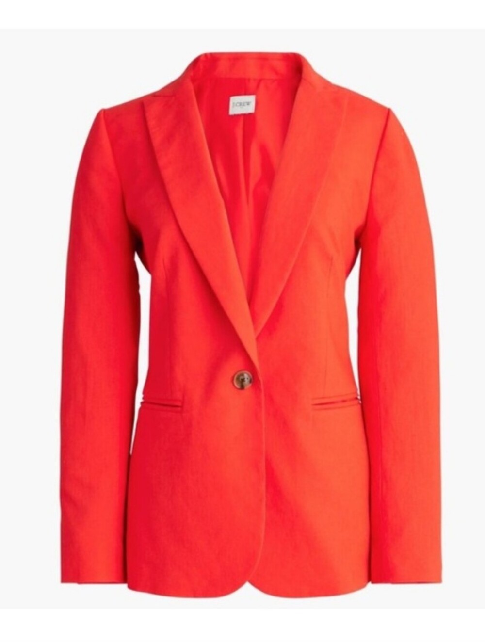 J. Crew Linen Holland Blazer Women's Red Orange Single-Button Sz 0